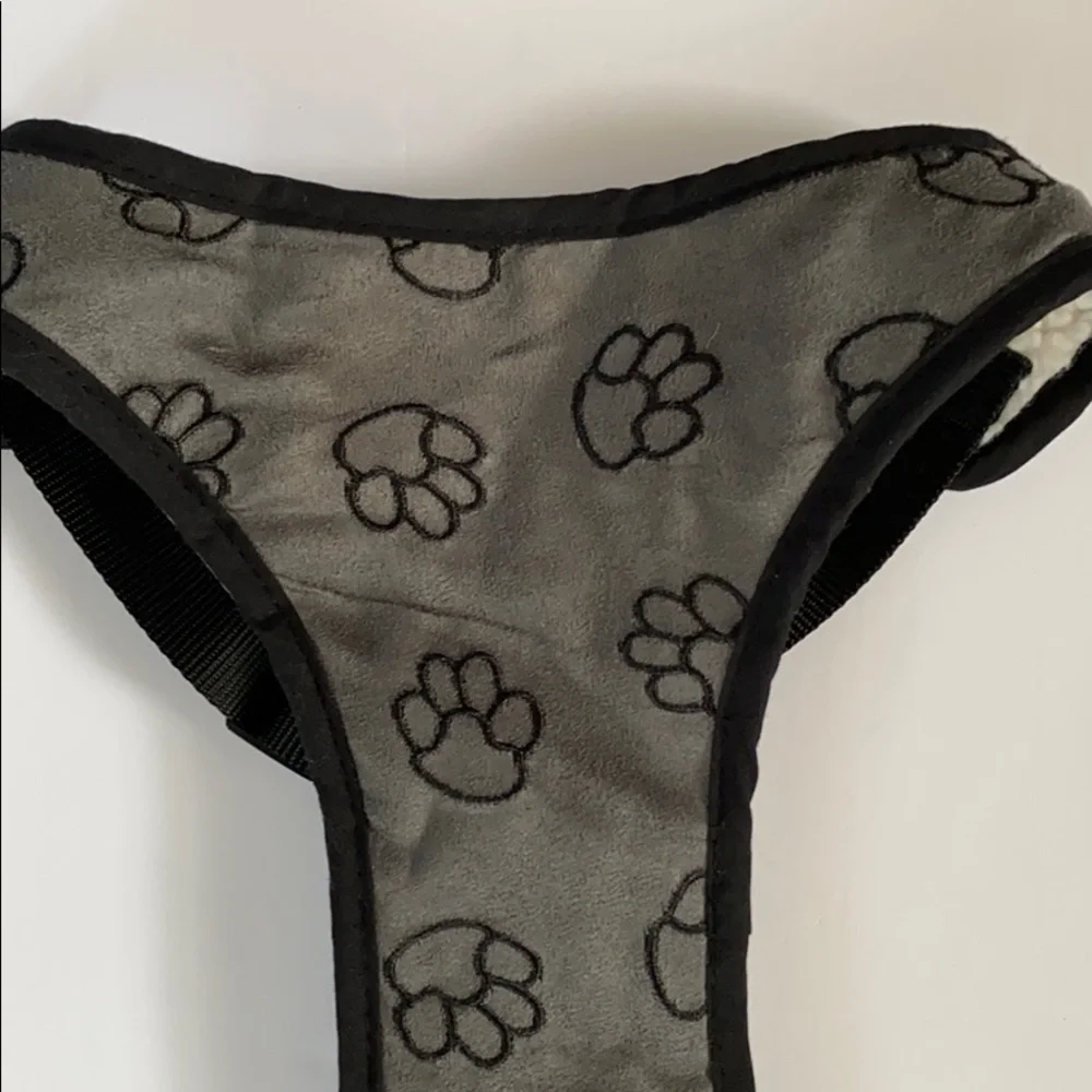 Dog Harness Fleece Gray Black size Large